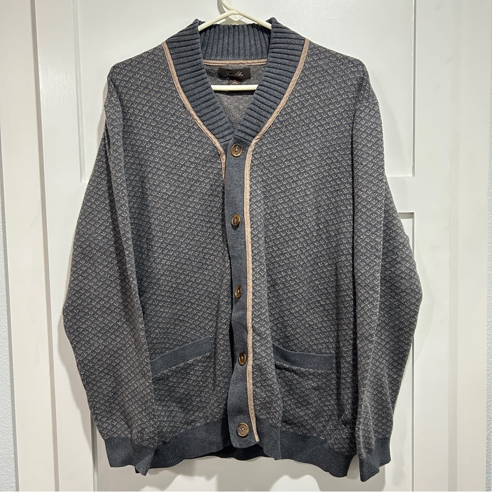 Mens Tasso Elba Cardigan Size XL 100% Cotton academia teacher grandpa